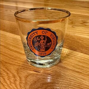 University of Virginia Glass Tumbler - Orange and Blue UVA Vintage Rare